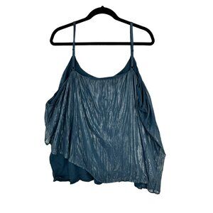 Women's Lane Bryant Camisole Top Metallic Blue 26/28 Girly Flowy‎